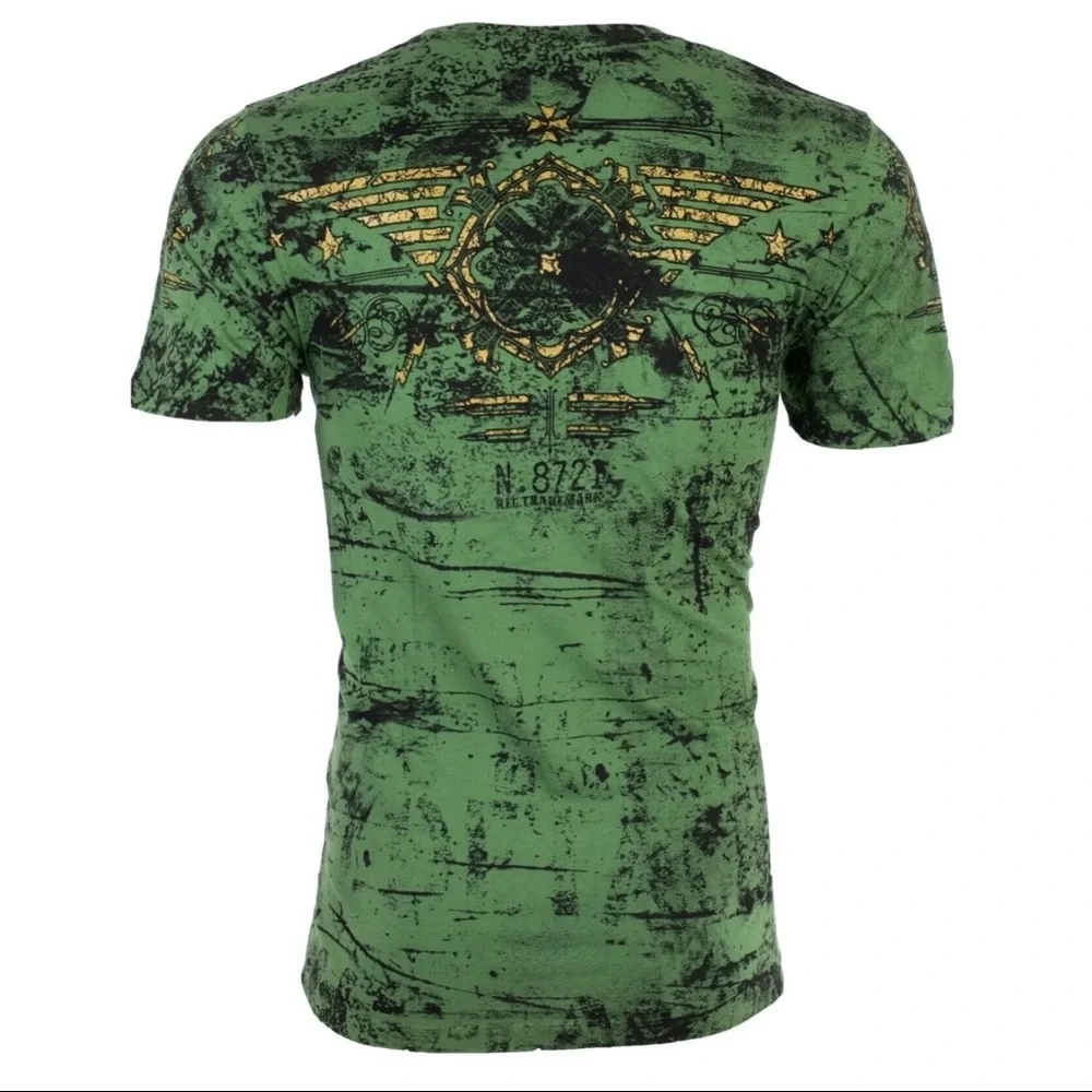 XTREME COUTURE by AFFLICTION Mens T-shirt Connect Eagle Wings Green S-3XL NWT - Picture 4 of 9